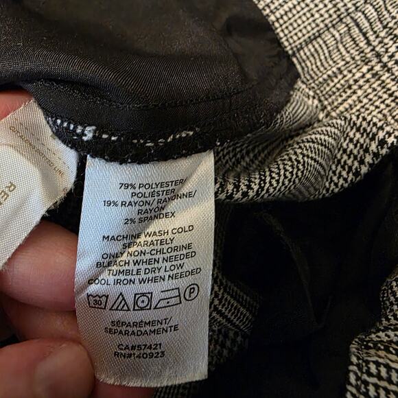 Loft Pull On Style Houndstooth Plaid Cropped Dress Pants Sz Large - Picture 10 of 11